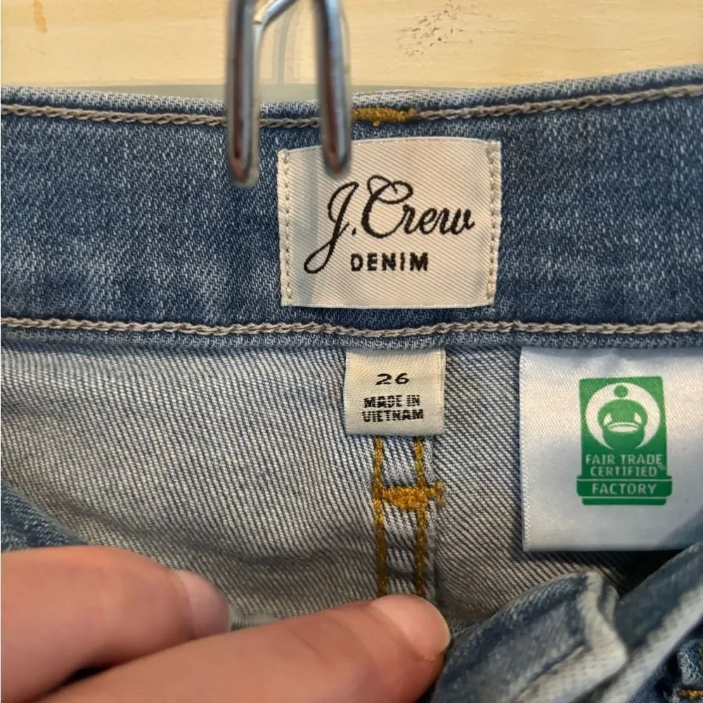 J. Crew Blue Ankle Cropped Jeans with raw hem